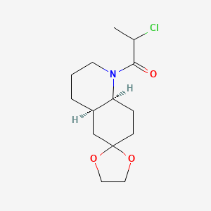 molecular formula C14H22ClNO3 B2561198 1-[(4'Ar,8'aS)-spiro[1,3-dioxolane-2,6'-2,3,4,4a,5,7,8,8a-octahydroquinoline]-1'-yl]-2-chloropropan-1-one CAS No. 2411183-46-3