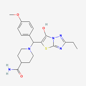 1-((2-Ethyl-6-hydroxythiazolo[3,2-b][1,2,4]triazol-5-yl)(4-methoxyphenyl)methyl)piperidine-4-carboxamide