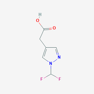 molecular formula C6H6F2N2O2 B2561202 2-[1-(二氟甲基)吡唑-4-基]乙酸 CAS No. 1898213-92-7