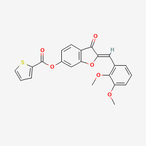 molecular formula C22H16O6S B2561203 (Z)-2-(2,3-二甲氧基苄亚叉）-3-氧代-2,3-二氢苯并呋喃-6-基噻吩-2-羧酸酯 CAS No. 622362-56-5