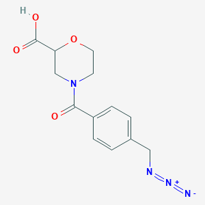 molecular formula C13H14N4O4 B2561211 4-[4-(Azidomethyl)benzoyl]morpholine-2-carboxylic acid CAS No. 2173996-99-9