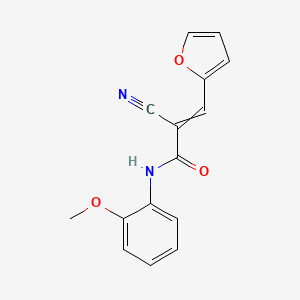 molecular formula C15H12N2O3 B2561220 2-cyano-3-(furan-2-yl)-N-(2-methoxyphenyl)prop-2-enamide CAS No. 522634-90-8
