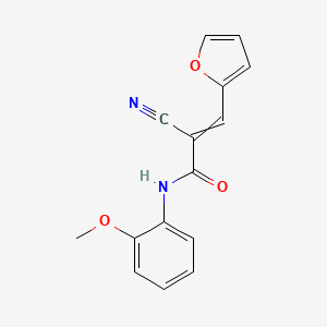 molecular formula C15H12N2O3 B2561220 2-Cyano-3-(furan-2-yl)-N-(2-methoxyphenyl)prop-2-enamid CAS No. 522634-90-8