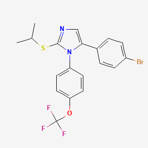 molecular formula C19H16BrF3N2OS B2561222 5-(4-bromophenyl)-2-(isopropylthio)-1-(4-(trifluoromethoxy)phenyl)-1H-imidazole CAS No. 1226453-71-9