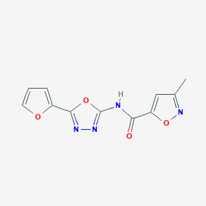 N-(5-(furan-2-yl)-1,3,4-oxadiazol-2-yl)-3-methylisoxazole-5-carboxamide