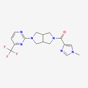 molecular formula C16H17F3N6O B2561241 (1-Methylimidazol-4-yl)-[2-[4-(trifluoromethyl)pyrimidin-2-yl]-1,3,3a,4,6,6a-hexahydropyrrolo[3,4-c]pyrrol-5-yl]methanone CAS No. 2415503-04-5