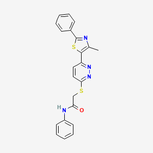 molecular formula C22H18N4OS2 B2561246 2-((6-(4-甲基-2-苯基噻唑-5-基)吡啶-3-基)硫代)-N-苯基乙酰胺 CAS No. 892415-48-4