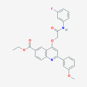 molecular formula C27H23FN2O5 B2561250 Ethyl 4-(2-((3-fluorophenyl)amino)-2-oxoethoxy)-2-(3-methoxyphenyl)quinoline-6-carboxylate CAS No. 1114835-27-6