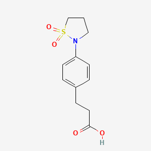 molecular formula C12H15NO4S B2561265 3-[4-(1,1-Dioxo-1lambda6,2-thiazolidin-2-yl)phenyl]propanoic acid CAS No. 1369031-04-8