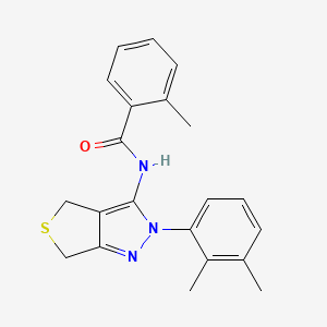 molecular formula C21H21N3OS B2561266 N-[2-(2,3-dimethylphenyl)-4,6-dihydrothieno[3,4-c]pyrazol-3-yl]-2-methylbenzamide CAS No. 450343-85-8