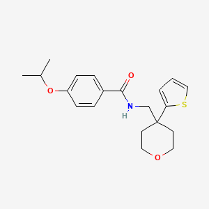 molecular formula C20H25NO3S B2561268 4-isopropoxy-N-((4-(thiophen-2-yl)tetrahydro-2H-pyran-4-yl)methyl)benzamide CAS No. 1203301-35-2
