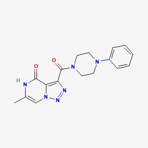 molecular formula C17H18N6O2 B2561269 6-methyl-3-[(4-phenylpiperazin-1-yl)carbonyl][1,2,3]triazolo[1,5-a]pyrazin-4(5H)-one CAS No. 1396783-07-5