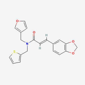 (E)-3-(benzo[d][1,3]dioxol-5-yl)-N-(furan-3-ylmethyl)-N-(thiophen-2-ylmethyl)acrylamide