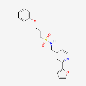 molecular formula C19H20N2O4S B2561276 N-((2-(furan-2-yl)pyridin-4-yl)methyl)-3-phenoxypropane-1-sulfonamide CAS No. 2034267-50-8