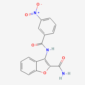 molecular formula C16H11N3O5 B2561288 3-(3-Nitrobenzamido)benzofuran-2-carboxamide CAS No. 477510-94-4