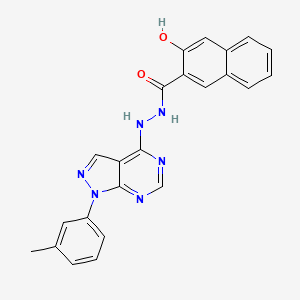 molecular formula C23H18N6O2 B2561295 3-羟基-N'-[1-(3-甲基苯基)吡唑并[3,4-d]嘧啶-4-基]萘-2-甲酰肼 CAS No. 890937-69-6