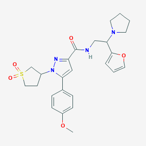 molecular formula C25H30N4O5S B256130 1-(1,1-dioxothiolan-3-yl)-N-[2-(furan-2-yl)-2-pyrrolidin-1-ylethyl]-5-(4-methoxyphenyl)pyrazole-3-carboxamide 