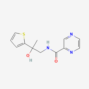 molecular formula C12H13N3O2S B2561322 N-(2-hydroxy-2-(thiophen-2-yl)propyl)pyrazine-2-carboxamide CAS No. 1351614-28-2