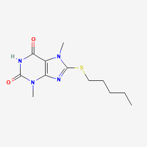 molecular formula C12H18N4O2S B2561324 3,7-Dimethyl-8-pentylsulfanylpurine-2,6-dione CAS No. 324539-19-7