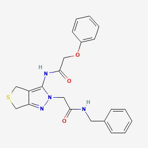 molecular formula C22H22N4O3S B2561325 N-benzyl-2-(3-(2-phenoxyacetamido)-4,6-dihydro-2H-thieno[3,4-c]pyrazol-2-yl)acetamide CAS No. 1105217-62-6