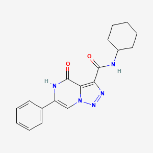molecular formula C18H19N5O2 B2561326 N-cyclohexyl-4-oxo-6-phenyl-4,5-dihydro[1,2,3]triazolo[1,5-a]pyrazine-3-carboxamide CAS No. 2108823-16-9
