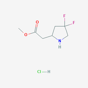 molecular formula C7H12ClF2NO2 B2561342 Methyl 2-(4,4-difluoropyrrolidin-2-yl)acetate;hydrochloride CAS No. 2418694-71-8