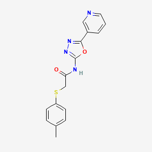 molecular formula C16H14N4O2S B2561345 N-(5-(pyridin-3-yl)-1,3,4-oxadiazol-2-yl)-2-(p-tolylthio)acetamide CAS No. 923145-67-9