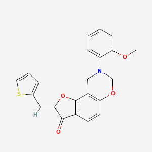 molecular formula C22H17NO4S B2561347 (Z)-8-(2-methoxyphenyl)-2-(thiophen-2-ylmethylene)-8,9-dihydro-2H-benzofuro[7,6-e][1,3]oxazin-3(7H)-one CAS No. 951928-57-7