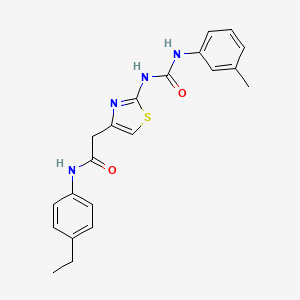 molecular formula C21H22N4O2S B2561358 N-(4-ethylphenyl)-2-(2-(3-(m-tolyl)ureido)thiazol-4-yl)acetamide CAS No. 921482-37-3