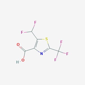 molecular formula C6H2F5NO2S B2561365 5-(Difluoromethyl)-2-(trifluoromethyl)-1,3-thiazole-4-carboxylic acid CAS No. 2248357-88-0