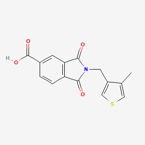 molecular formula C15H11NO4S B2561379 2-[(4-methylthiophen-3-yl)methyl]-1,3-dioxo-2,3-dihydro-1H-isoindole-5-carboxylic acid CAS No. 1511848-76-2