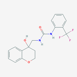 molecular formula C18H17F3N2O3 B2561386 1-((4-Hydroxychroman-4-yl)methyl)-3-(2-(trifluoromethyl)phenyl)urea CAS No. 1396843-79-0