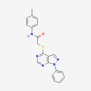 molecular formula C20H17N5OS B2561387 2-((1-phenyl-1H-pyrazolo[3,4-d]pyrimidin-4-yl)thio)-N-(p-tolyl)acetamide CAS No. 335223-67-1