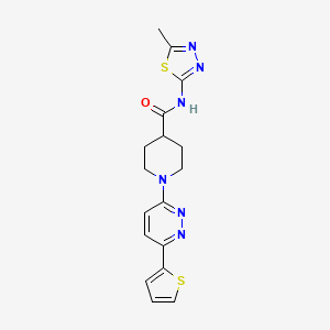 molecular formula C17H18N6OS2 B2561405 N-(5-甲基-1,3,4-噻二唑-2-基)-1-(6-(噻吩-2-基)哒嗪-3-基)哌啶-4-甲酰胺 CAS No. 1226440-94-3