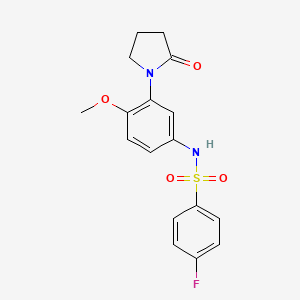 molecular formula C17H17FN2O4S B2561413 4-fluoro-N-(4-methoxy-3-(2-oxopyrrolidin-1-yl)phenyl)benzenesulfonamide CAS No. 941918-28-1