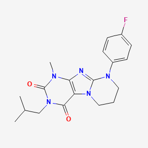 molecular formula C19H22FN5O2 B2561443 9-(4-fluorophenyl)-1-methyl-3-(2-methylpropyl)-7,8-dihydro-6H-purino[7,8-a]pyrimidine-2,4-dione CAS No. 893953-05-4