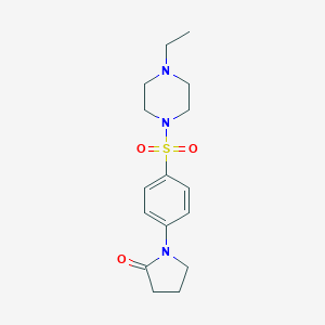 molecular formula C16H23N3O3S B256145 1-{4-[(4-Ethyl-1-piperazinyl)sulfonyl]phenyl}-2-pyrrolidinone 