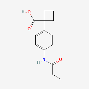 molecular formula C14H17NO3 B2561452 1-[4-(丙酰氨基)苯基]-1-环丁烷甲酸 CAS No. 1706439-43-1