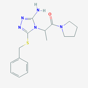 molecular formula C16H21N5OS B256146 2-(3-amino-5-(benzylthio)-4H-1,2,4-triazol-4-yl)-1-(pyrrolidin-1-yl)propan-1-one 