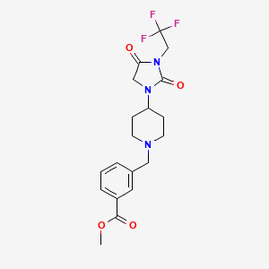 molecular formula C19H22F3N3O4 B2561476 3-({4-[2,4-二酮-3-(2,2,2-三氟乙基)咪唑烷-1-基]哌啶-1-基}甲基)苯甲酸甲酯 CAS No. 2097892-92-5