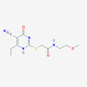 2-[(5-cyano-6-ethyl-4-oxo-1H-pyrimidin-2-yl)sulfanyl]-N-(2-methoxyethyl)acetamide