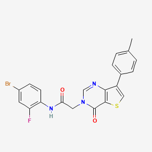 molecular formula C21H15BrFN3O2S B2561505 N-(4-bromo-2-fluorophenyl)-2-[7-(4-methylphenyl)-4-oxothieno[3,2-d]pyrimidin-3(4H)-yl]acetamide CAS No. 1206990-40-0