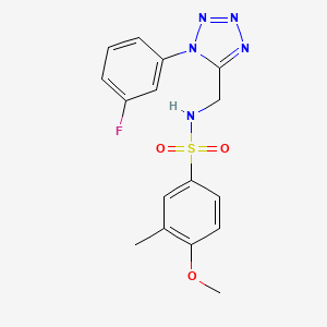 molecular formula C16H16FN5O3S B2561525 N-((1-(3-fluorophenyl)-1H-tetrazol-5-yl)methyl)-4-methoxy-3-methylbenzenesulfonamide CAS No. 921060-90-4