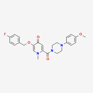 molecular formula C25H26FN3O4 B2561526 5-((4-氟苄基)氧基)-2-(4-(4-甲氧基苯基)哌嗪-1-羰基)-1-甲基吡啶-4(1H)-酮 CAS No. 1021249-22-8