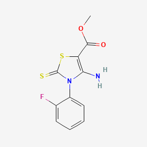 molecular formula C11H9FN2O2S2 B2561542 4-氨基-3-(2-氟苯基)-2-硫代-1,3-噻唑-5-羧酸甲酯 CAS No. 689772-56-3