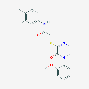 B2561564 N-(3,4-dimethylphenyl)-2-[4-(2-methoxyphenyl)-3-oxopyrazin-2-yl]sulfanylacetamide CAS No. 900007-07-0