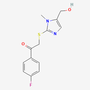 B2561569 1-(4-fluorophenyl)-2-{[5-(hydroxymethyl)-1-methyl-1H-imidazol-2-yl]sulfanyl}-1-ethanone CAS No. 338422-62-1