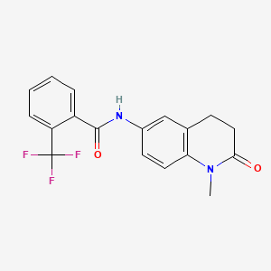 molecular formula C18H15F3N2O2 B2561573 N-(1-methyl-2-oxo-1,2,3,4-tetrahydroquinolin-6-yl)-2-(trifluoromethyl)benzamide CAS No. 922130-48-1