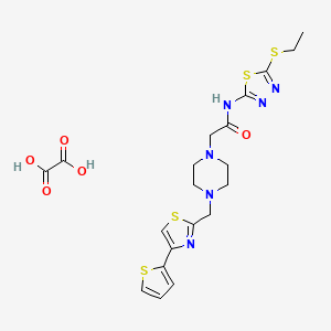 molecular formula C20H24N6O5S4 B2561574 N-(5-(ethylthio)-1,3,4-thiadiazol-2-yl)-2-(4-((4-(thiophen-2-yl)thiazol-2-yl)methyl)piperazin-1-yl)acetamide oxalate CAS No. 1351647-10-3