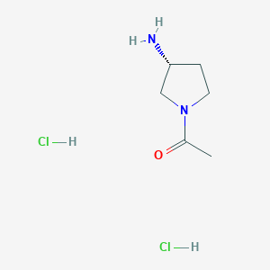 molecular formula C6H14Cl2N2O B2561579 1-[(3R)-3-Aminopyrrolidin-1-yl]ethanone;dihydrochloride CAS No. 2418594-91-7